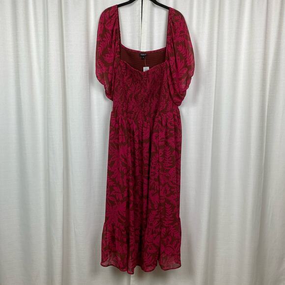 Torrid Pink Smocked Bodice A Line Tea Length Dress Sz.4 NWT - Picture 5 of 16